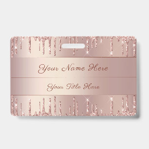 Modèle de Badge Personnalisé avec Paillettes Rose 