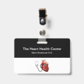 Modèle de badges de nom médicaux de cardiologue (Avant avec clip)