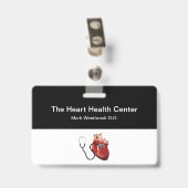 Modèle de badges de nom médicaux de cardiologue (Arrière avec clip)