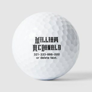 Modèle de balle de golf avec nom personnalisé DIST