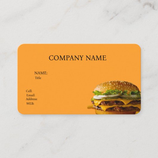 MODÈLE DE BASE CARTE DE VISITE BURGER PLACE (Devant)