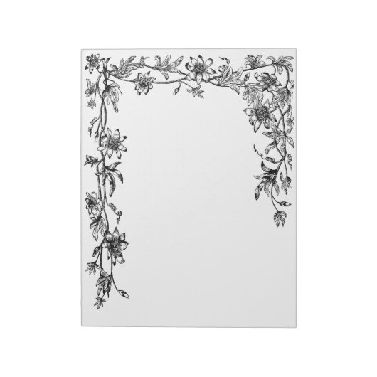 Modèle de bloc-notes à bordure de vigne florale (Tourné)