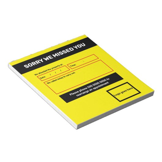 Modèle de bloc-notes 'Désolé de vous avoir manqué' (Incliné)