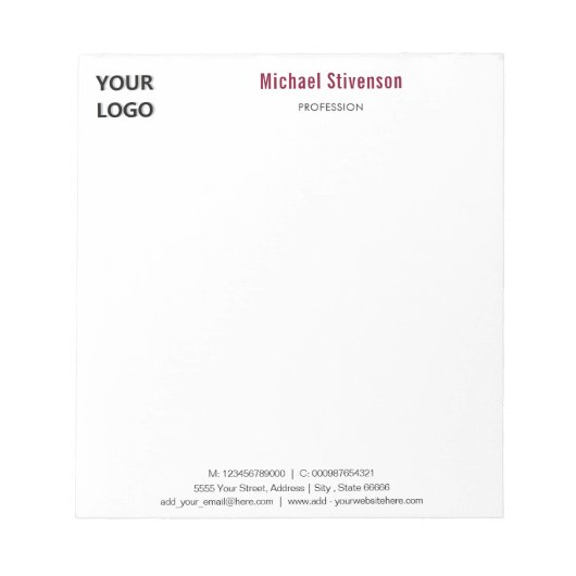 Modèle de bloc-notes personnalisé pour votre entre (Devant)