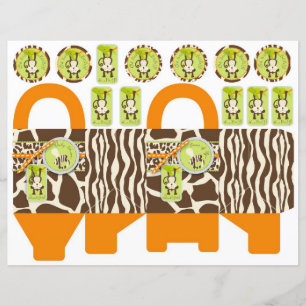 Modèle de boîte Poster de animal Safari Monkey & P