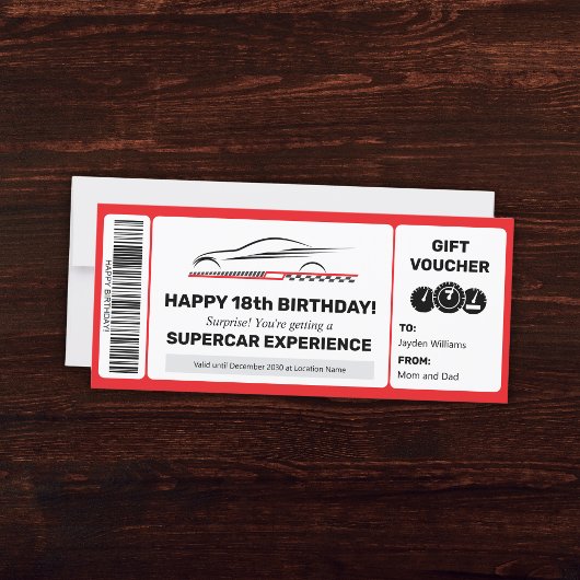 Modèle de bon cadeau pour expérience supercar modi