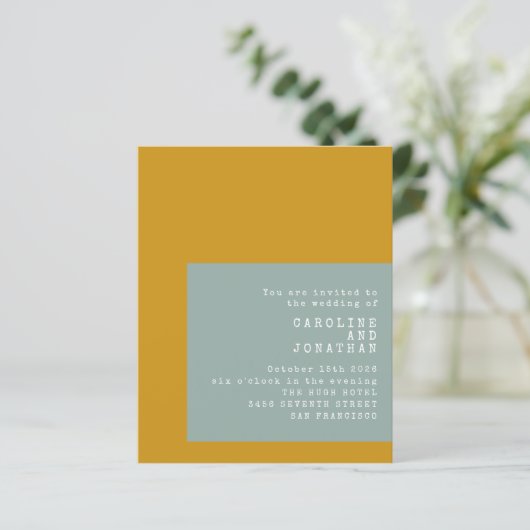 Modèle de budget Mustard Sage Mariage Invitation (Debout devant)