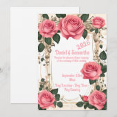 Modèle de cadre de rose élégant pour invitation de (Devant / Derrière)