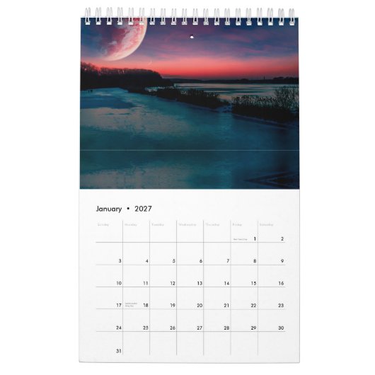 Modèle de calendrier personnalisé imprimable pour (Jan 2027)