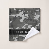 Modèle de camouflage gris, Votre nom, Personnalise (Gant de toilette)