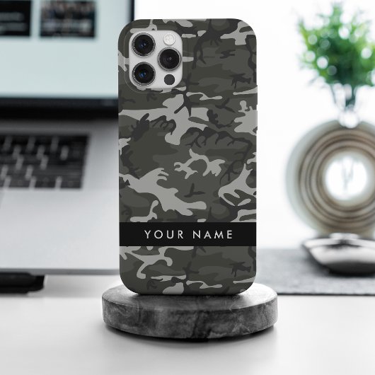 Modèle de camouflage gris, Votre nom, Personnalise