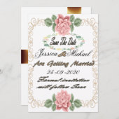 Modèle de carte à save the date florale imprimable (Devant / Derrière)