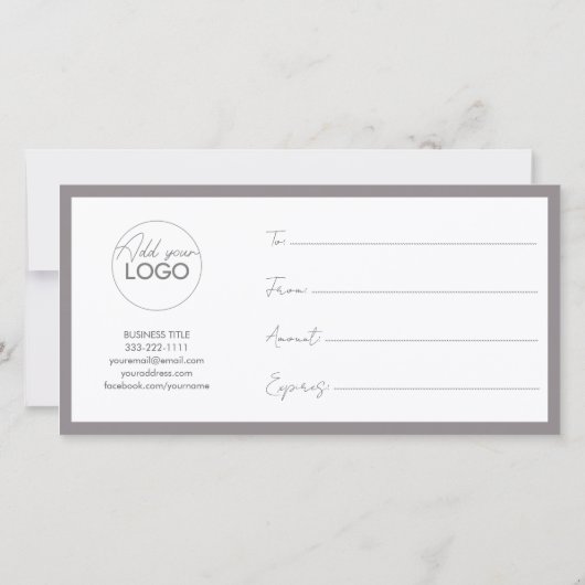 Modèle de carte cadeau imprimable facile à Customi (Dos)