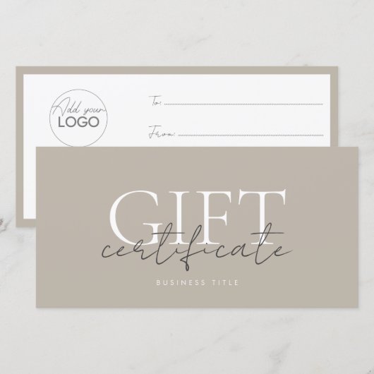 Modèle de carte cadeau imprimable facile à Customi (Devant / Derrière)