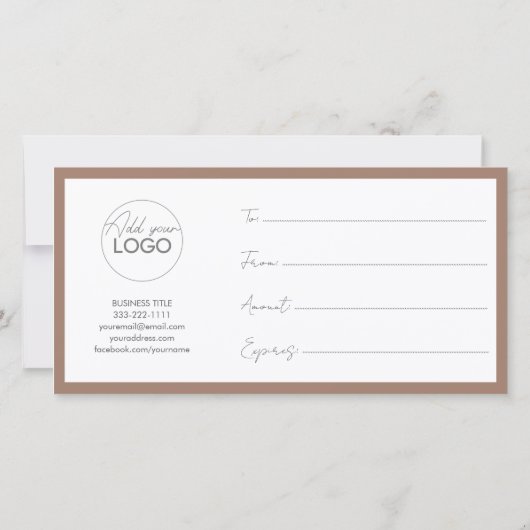 Modèle de carte cadeau imprimable facile à Customi (Dos)