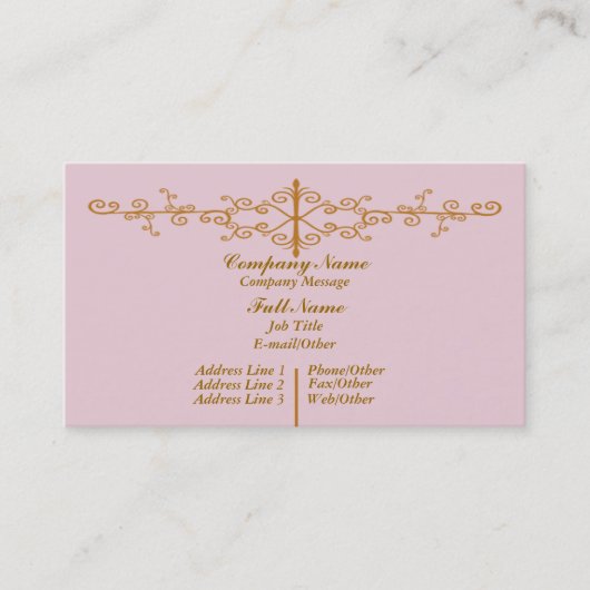 Modèle de carte d'affaires Gold Design en rose ten (Devant)