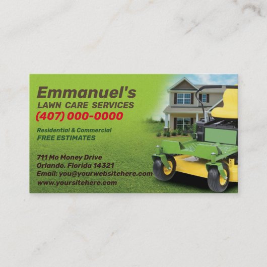 Modèle de carte d'affaires Landscaping Lawn Care M (Devant)
