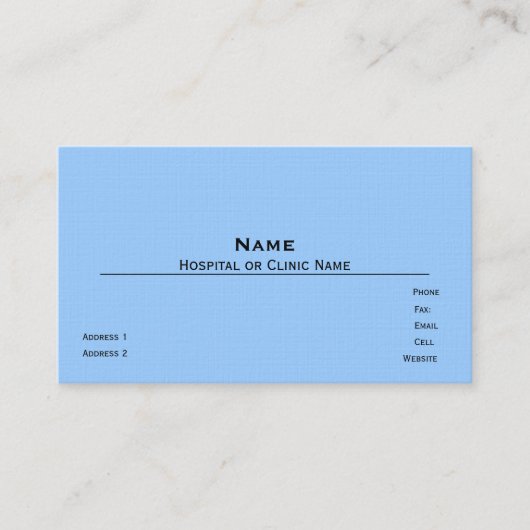 Modèle de carte d'affaires Linen (Sky) (Devant)