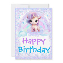 Modèle de carte d'anniversaire licorne arc-en-ciel