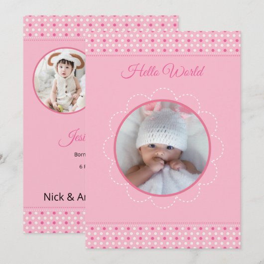 Modèle de carte d'annonce de naissance (Devant / Derrière)