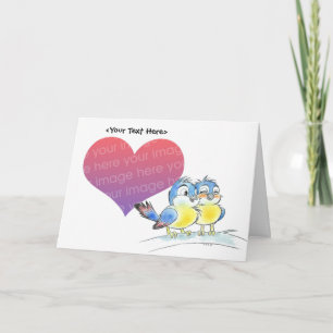 Modèle de carte de couples d'oiseau bleu