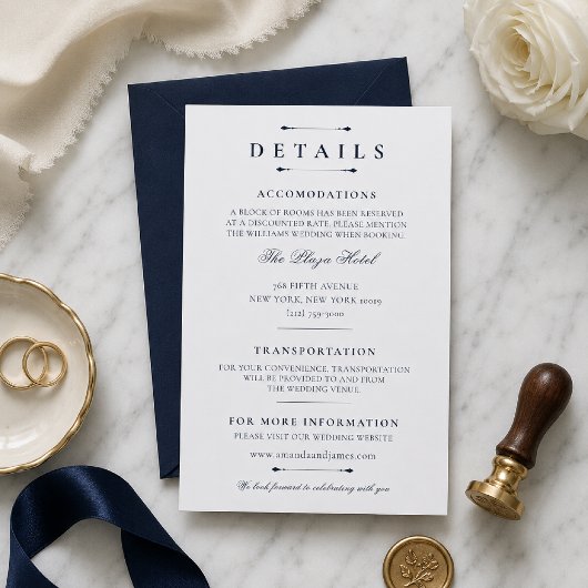 Modèle de carte de détails de mariage de luxe mini