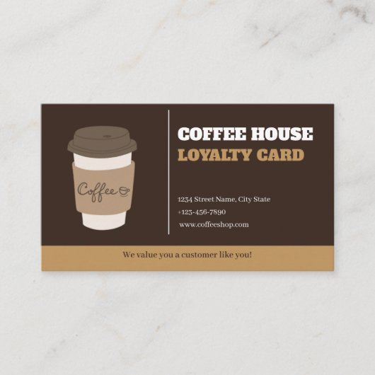Modèle de carte de fidélité de salon de café minim (Devant)