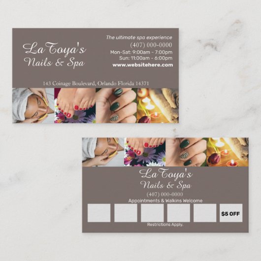 Modèle de carte de fidélité Salon/Spa/Nails (Devant / Derrière)