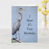 Modèle de carte de joyeux anniversaire de héron (Fleur jaune)