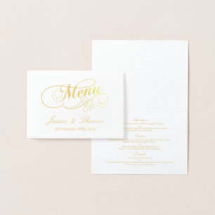 Modèle de carte de menu Chic Gold Foil & White Mar
