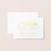 Modèle de carte de menu Chic Gold Foil & White Mar (Devant avec enveloppe)