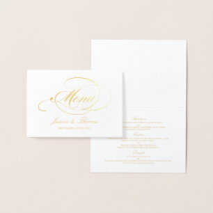 Modèle de carte de menu Chic Gold Foil & White Mar
