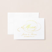 Modèle de carte de menu Chic Gold Foil & White Mar (Devant avec enveloppe)