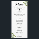 Modèle de carte de menu personnalisé et élégant<br><div class="desc">Modèle de carte de menu personnalisé et verdoyante. Facile à personnaliser. Rechercher les articles correspondants dans "Collection Mariage de verdure"</div>