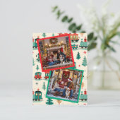Modèle de carte de Noël avec deux photos de train  (Debout devant)