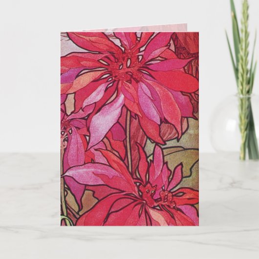 Modèle de carte de Noël de poinsettias d'Alphonse (Devant)