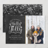 Modèle de carte de Noël Holly Jolly écriture sur t (Devant / Derrière)