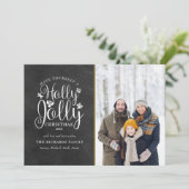 Modèle de carte de Noël Holly Jolly écriture sur t (Debout devant)