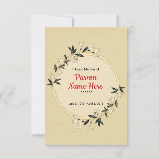 Modèle de carte de programme funéraire (Devant)