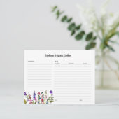 Modèle de carte de recette de fleurs sauvages (Debout devant)