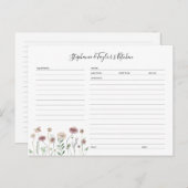 Modèle de carte de recette de fleurs sauvages rust (Devant / Derrière)