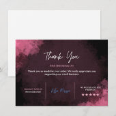 Modèle de carte de remerciement rose, Remerciement (Devant / Derrière)