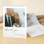 Modèle de Carte de remerciements de Mariage photo<br><div class="desc">Ce modèle mariage moderne simple et élégant propose un "merci" en noir dans un script moderne et décontracté dans toutes les lettres minuscules. Cette partie "merci" du design est une image et ne peut pas être modifiée. Mais vous pouvez modifier la couleur, la police ou la taille de n'importe quel...</div>