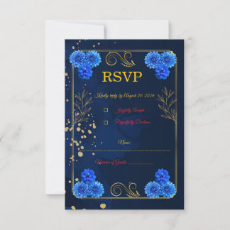 Modèle de carte de réponse de mariage bleu marine