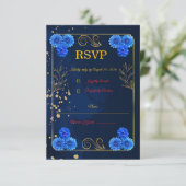 Modèle de carte de réponse de mariage bleu marine (Debout devant)