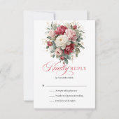 Modèle de carte de réponse de mariage floral à tei (Devant)