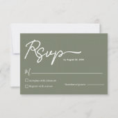 Modèle de carte de réponse de mariage vert olive m (Devant)