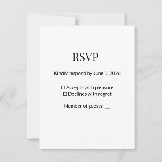 Modèle de carte de réponse RSVP noir et blanc mini (Devant)