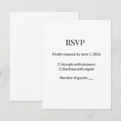 Modèle de carte de réponse RSVP noir et blanc mini (Devant / Derrière)