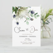 Modèle de carte de sauvegarde de date avec fleurs  (Debout devant)